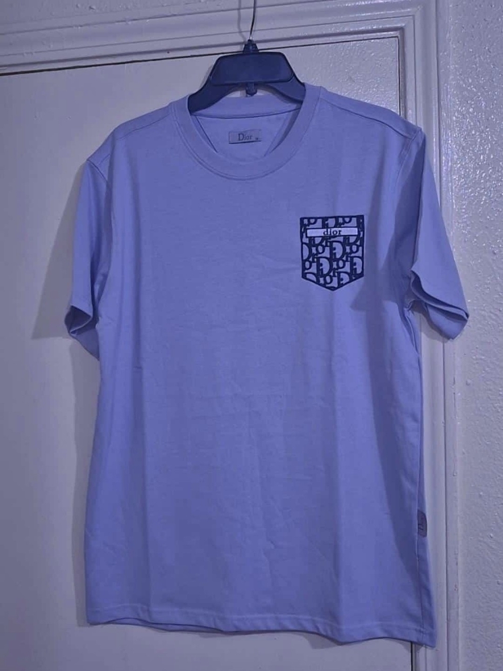 Dior Men’s Light Blue Logo Pocket T-Shirt